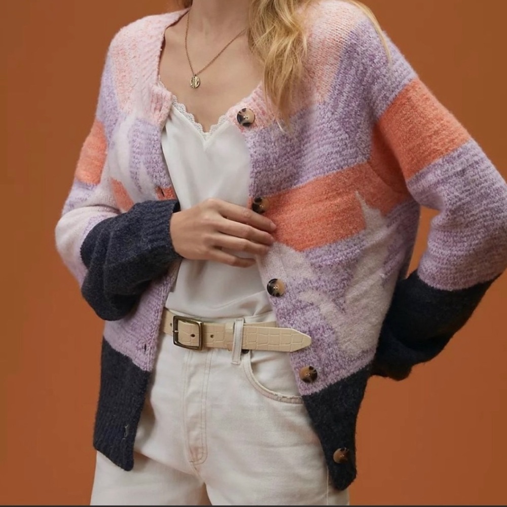 Anthropologie Maeve Birdie Sweater Cardigan Large